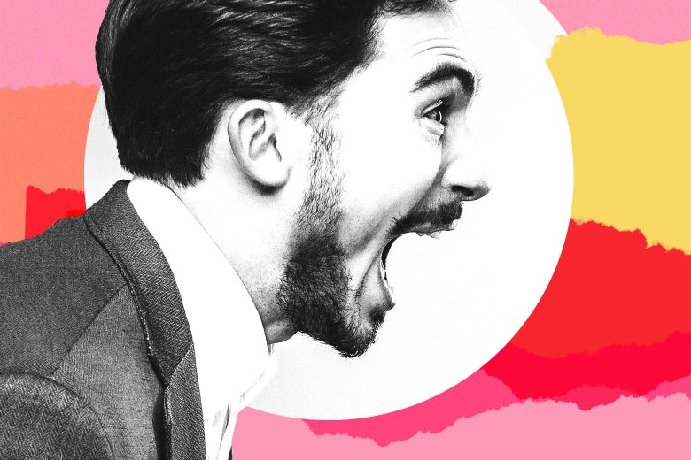 A man yelling.